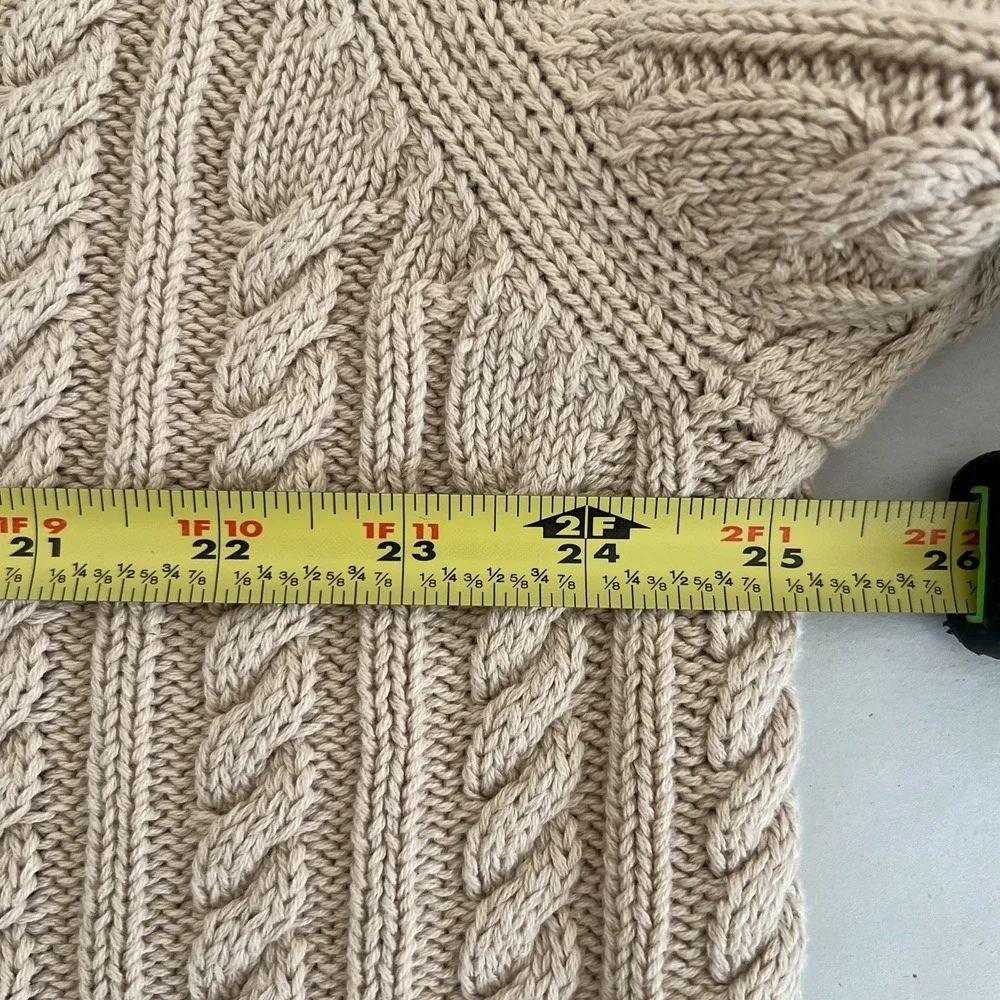 St Johns Bay Sz‎ XL Fisherman Cable Chunky Knit Sweater Crew Pullover Beige Mens